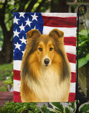 Load image into Gallery viewer, Sheltie American Flag Garden Flag