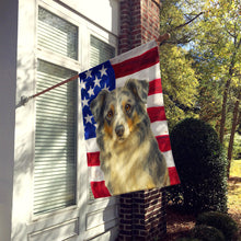 Load image into Gallery viewer, Blue Merle Border Collie American Flag House Flag