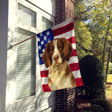 Load image into Gallery viewer, Liver and White Brittany American Flag House Flag