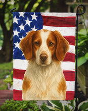 Load image into Gallery viewer, Orange and White Brittany American Flag Garden Flag