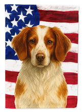 Load image into Gallery viewer, Orange and White Brittany American Flag Garden Flag