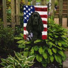 Load image into Gallery viewer, Black Cocker Spaniel American Flag Garden Flag