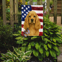 Load image into Gallery viewer, Buff Cocker Spaniel American Flag Garden Flag