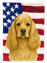 Load image into Gallery viewer, Buff Cocker Spaniel American Flag Garden Flag