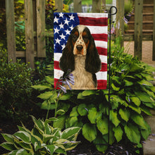 Load image into Gallery viewer, Parti-color Cocker Spaniel American Flag Garden Flag