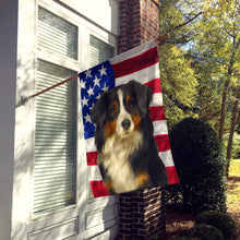 Load image into Gallery viewer, Black Tri American Shepherd American Flag House Flag