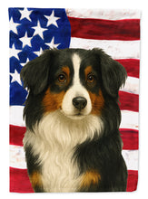 Load image into Gallery viewer, Black Tri American Shepherd American Flag House Flag