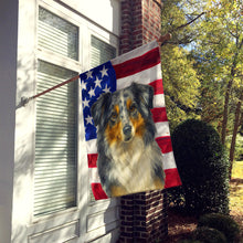 Load image into Gallery viewer, Blue Merle American Shepherd American Flag House Flag