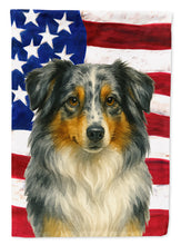 Load image into Gallery viewer, Blue Merle American Shepherd American Flag House Flag