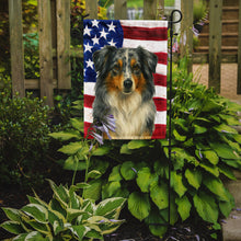 Load image into Gallery viewer, Blue Merle American Shepherd American Flag Garden Flag