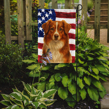 Load image into Gallery viewer, Red Tri American ShepherdAmerican Flag Garden Flag