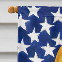 Load image into Gallery viewer, Lemon and White Basset Hound American Flag House Flag