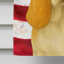 Load image into Gallery viewer, Lemon and White Basset Hound American Flag House Flag