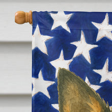 Load image into Gallery viewer, Black and Tan Chihuahua American Flag House Flag