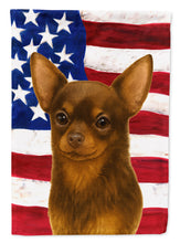 Load image into Gallery viewer, Chocolate Chihuahua American Flag Garden Flag