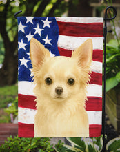 Load image into Gallery viewer, Cream Chihuahua American Flag Garden Flag
