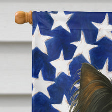 Load image into Gallery viewer, Black and Tan Longhaired Yorkshire Terrier American Flag House Flag