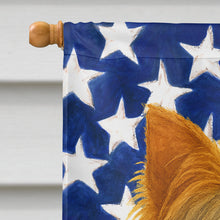 Load image into Gallery viewer, Blue and Tan Longhaired Yorkshire Terrier American Flag House Flag