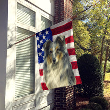 Load image into Gallery viewer, Blue Merle Collie American Flag House Flag