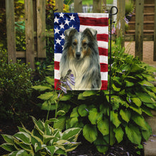 Load image into Gallery viewer, Blue Merle Collie American Flag Garden Flag