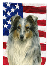 Load image into Gallery viewer, Blue Merle Collie American Flag Garden Flag