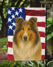 Load image into Gallery viewer, Sable and White Merle Collie American Flag Garden Flag