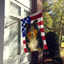Load image into Gallery viewer, Tricolor Collie American Flag House Flag