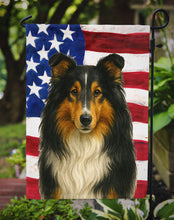 Load image into Gallery viewer, Tricolor Collie American Flag Garden Flag