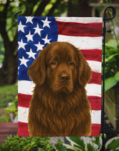 Load image into Gallery viewer, Brown Newfoundland American Flag Garden Flag