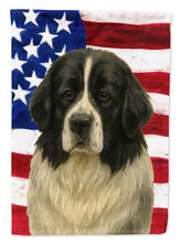 Load image into Gallery viewer, Landseer Newfoundland American Flag Garden Flag