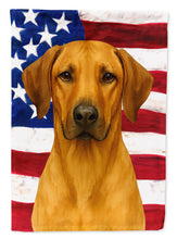 Load image into Gallery viewer, Rhodesian Ridgeback American Flag Garden Flag