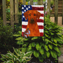 Load image into Gallery viewer, Red Rhodesian Ridgeback American Flag Garden Flag