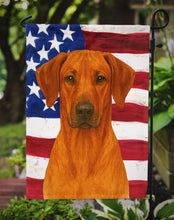 Load image into Gallery viewer, Red Rhodesian Ridgeback American Flag Garden Flag