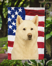 Load image into Gallery viewer, White Akita American Flag Garden Flag