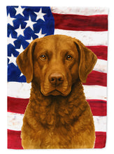 Load image into Gallery viewer, Brown Chesapeake Bay Retriever American Flag House Flag