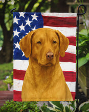 Load image into Gallery viewer, Deadgrass Chesapeake Bay Retriever American Flag Garden Flag