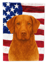 Load image into Gallery viewer, Sedge Chesapeake Bay Retriever American Flag House Flag