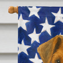 Load image into Gallery viewer, Grizzle and Tan Airedale Terrier American Flag House Flag