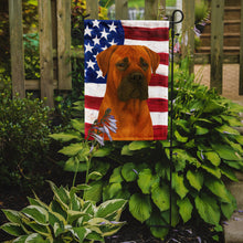 Load image into Gallery viewer, Red Bullmastiff American Flag Garden Flag