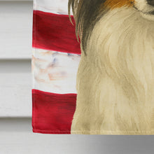 Load image into Gallery viewer, White with Black and Tan Papillon American Flag House Flag