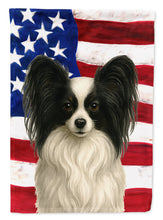 Load image into Gallery viewer, White with Black Papillon American Flag House Flag