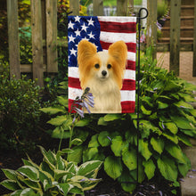 Load image into Gallery viewer, White with Lemon Papillon American Flag Garden Flag