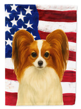 Load image into Gallery viewer, White with Red Papillon American Flag Garden Flag