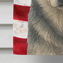 Load image into Gallery viewer, Gray and White Alaskan Malamute American Flag House Flag