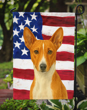 Load image into Gallery viewer, Red and White Basenji American Flag Garden Flag