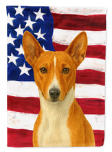 Load image into Gallery viewer, Red and White Basenji American Flag Garden Flag