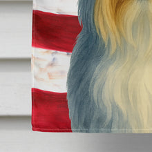 Load image into Gallery viewer, Blue and Gold Biewer Terrier American Flag House Flag