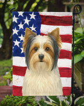 Load image into Gallery viewer, White Biewer Terrier American Flag Garden Flag