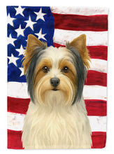 Load image into Gallery viewer, White Biewer Terrier American Flag Garden Flag