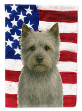 Load image into Gallery viewer, Gray Cairn Terrier American Flag Garden Flag